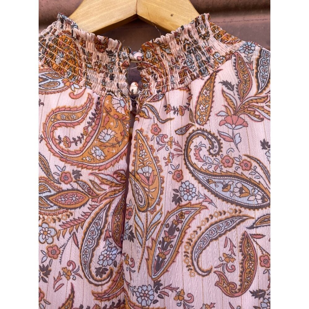 1. State Sleeveless Paisley Chiffon Midi Print Dress Size L Sleeveless Flowy GUC - Picture 8 of 12